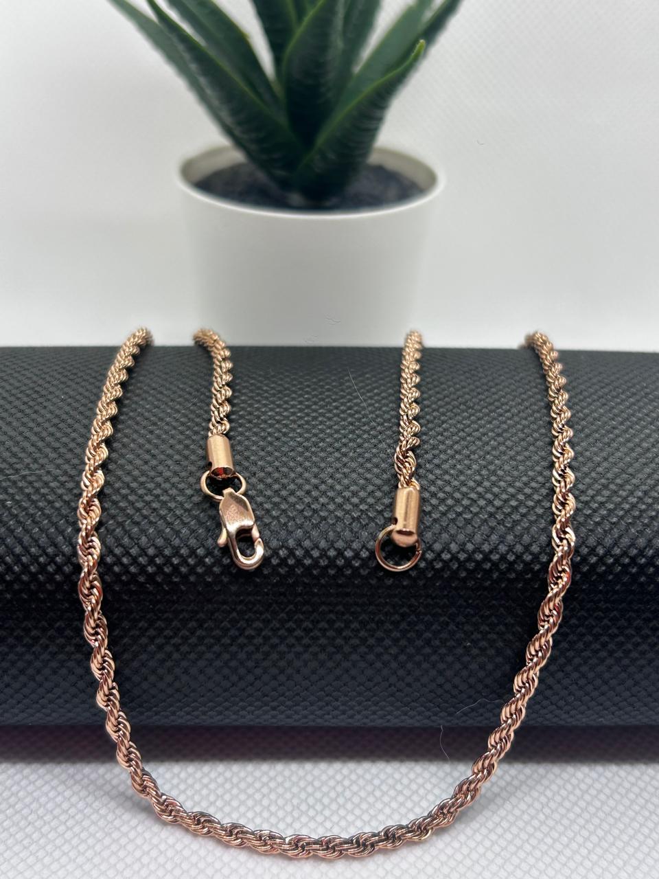 Cadena Lazo rosa Delgada para DAMA en Oro Laminado 18 k