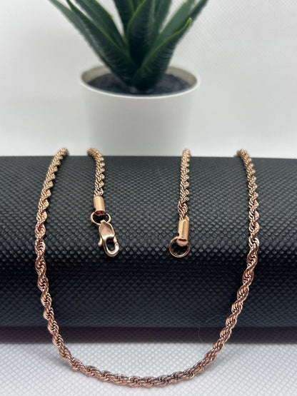 Cadena Lazo rosa Delgada para DAMA en Oro Laminado 18 k