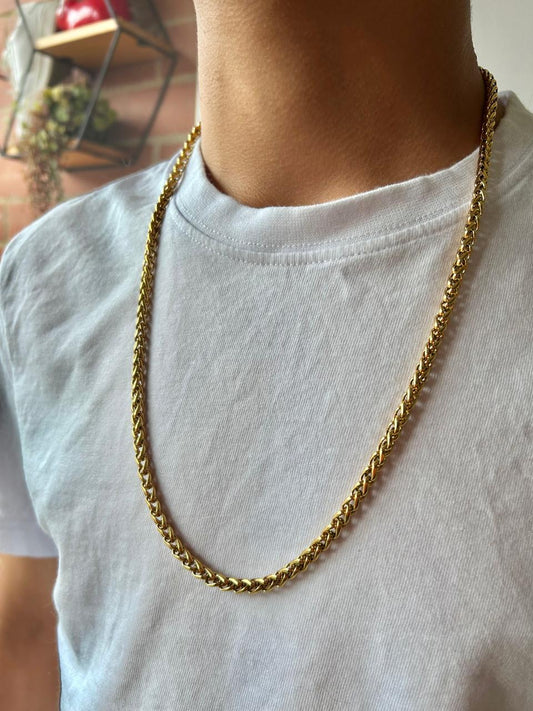 ✅  Cadena Trigo Hombre – Oro Laminado 18K   Presencia auténtica