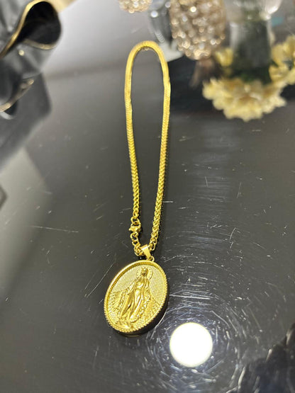 COMBO exclusivo Cadena Trigo + Dije Virgen Guadalupe caballero