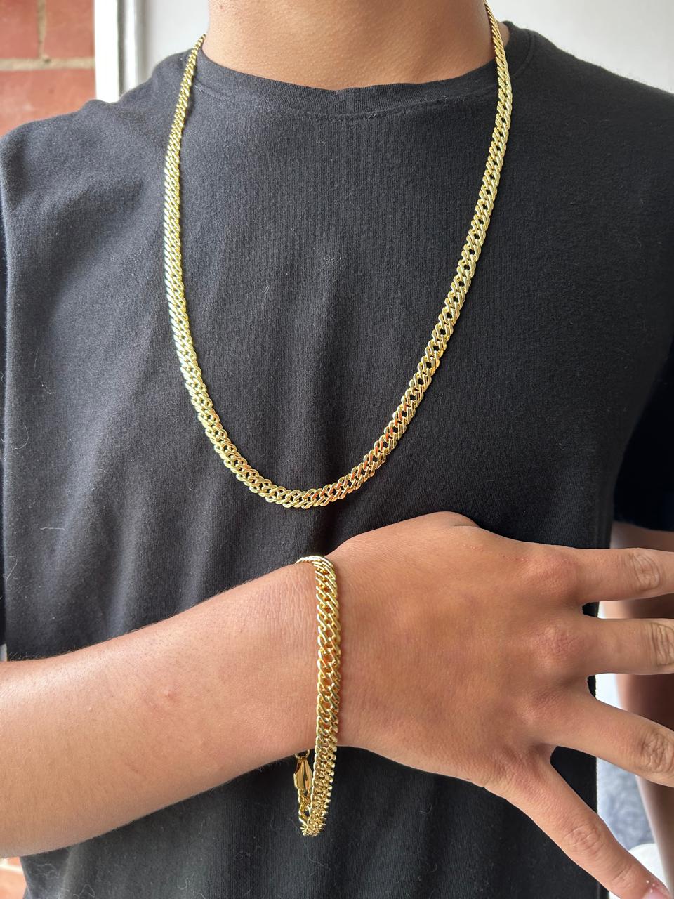 Combo Cadena + Pulsera Oro Laminado 18k Estilo Egipcia