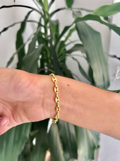 Combo Cadena + Pulsera GRANO DE CAFE en Oro Laminado 18k