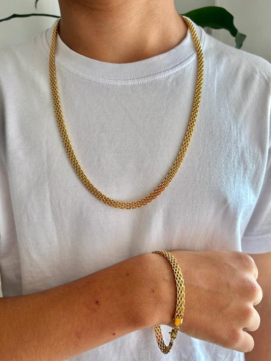 Combo Cadena + Pulsera Oro Laminado 18k Chinesca