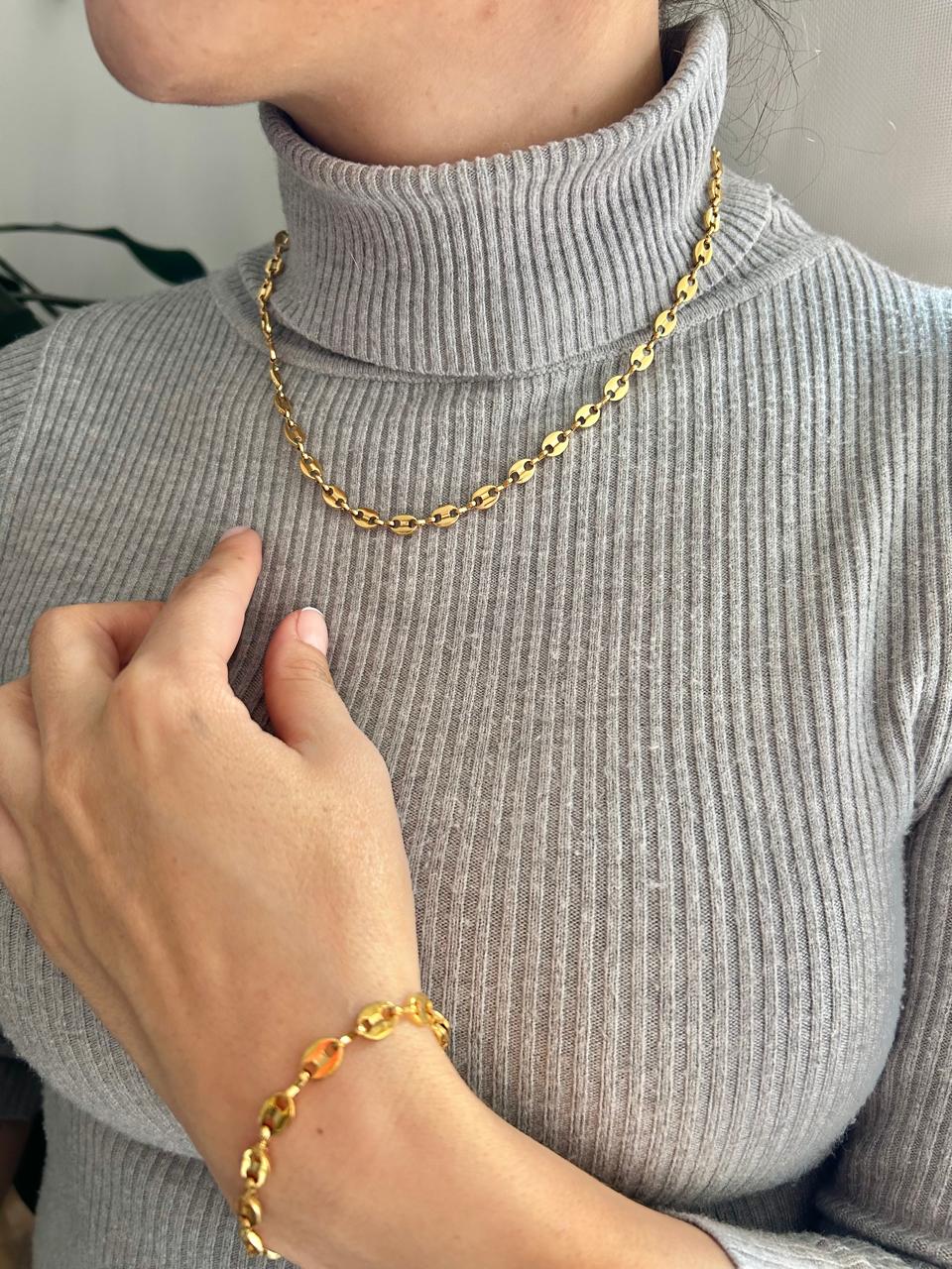 Combo Cadena + Pulsera gucci en Oro Laminado 18k